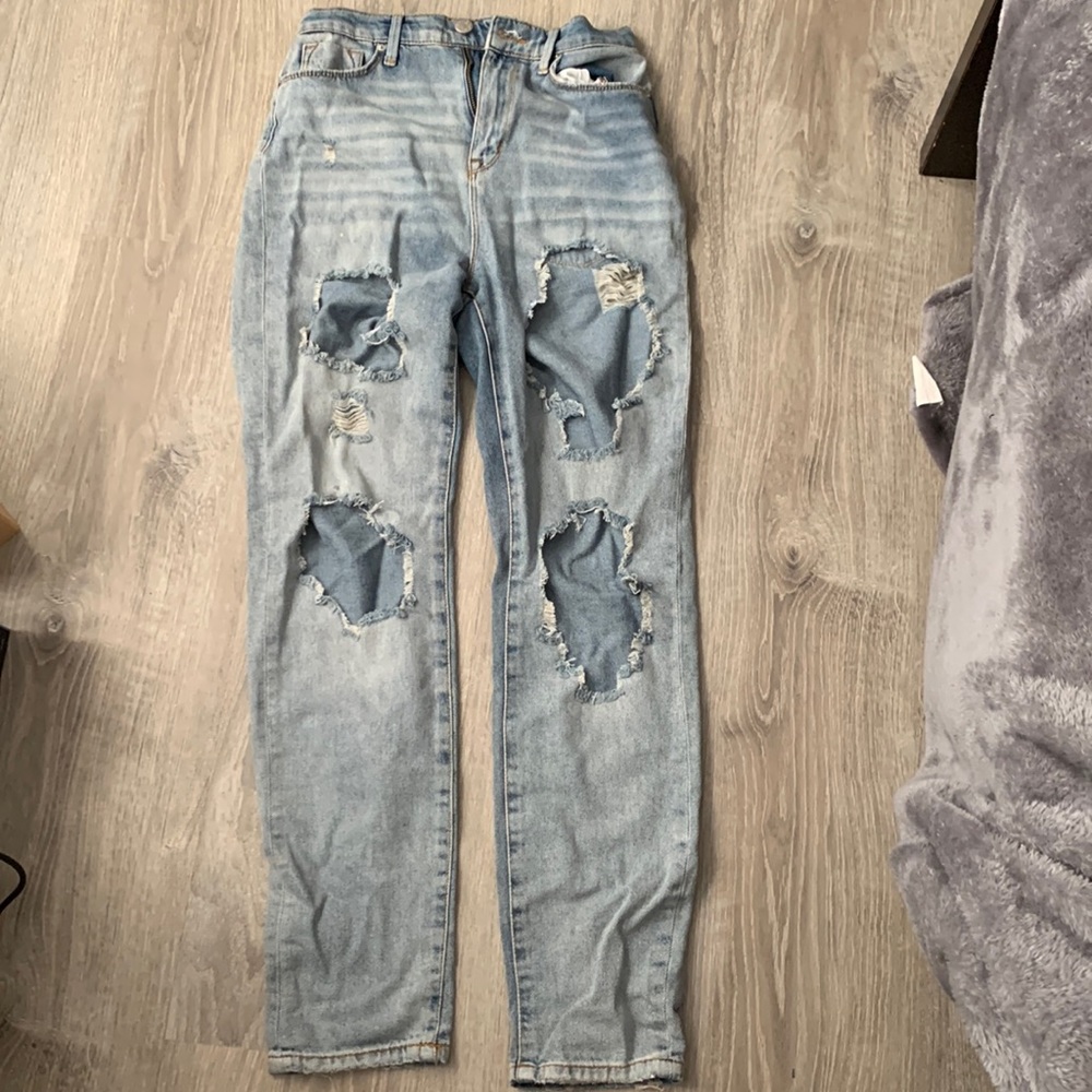Distressed Blue Light Wash Jeans